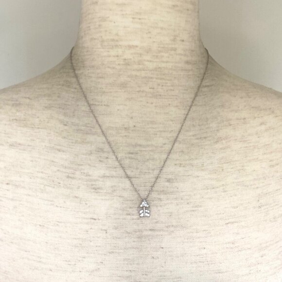 Sterling Silver 925 ATI Very Dainty Tiny Round CZ Arrow Pendant Necklace 18" - Picture 2 of 16